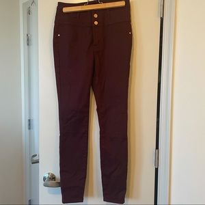 Burgundy high rise skinny pant